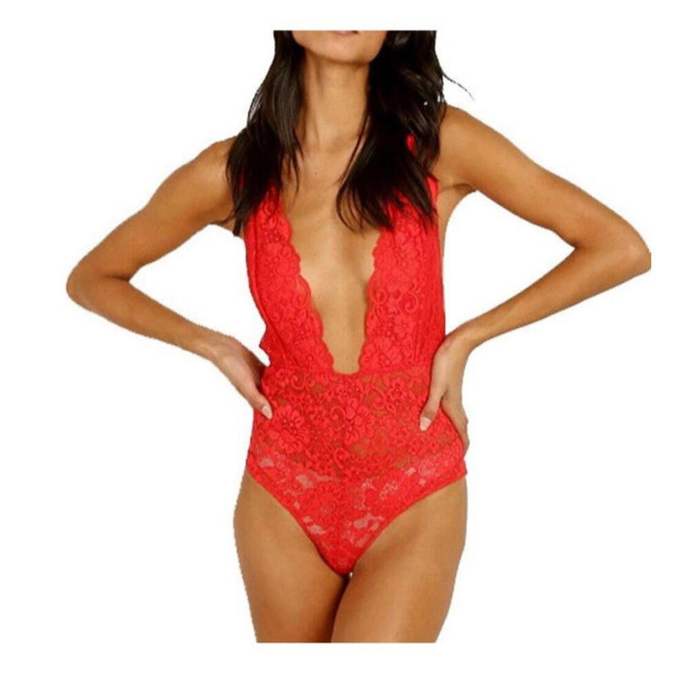NWT $78 We Are HAH Comin' In Haht Lace Bodysuit Siren Red  Hot Stretch SIZE XS